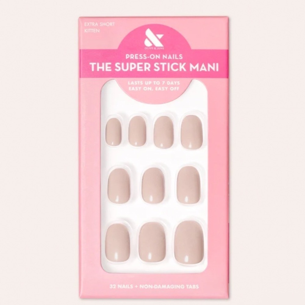 Olive & June The Super Stick Mani Press-On Nails Kitten Extra Short Tan 33ct